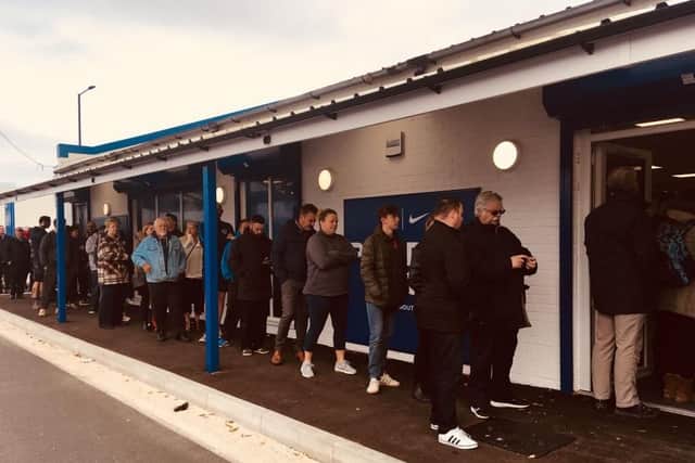 Queues outside the Pompey club shop. Picture: Portsmouth FC/ Twitter