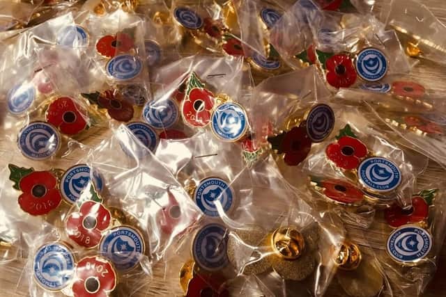 Only 1,000 of the Pompey poppy pins have been produced. Picture: Portsmouth FC/ Twitter