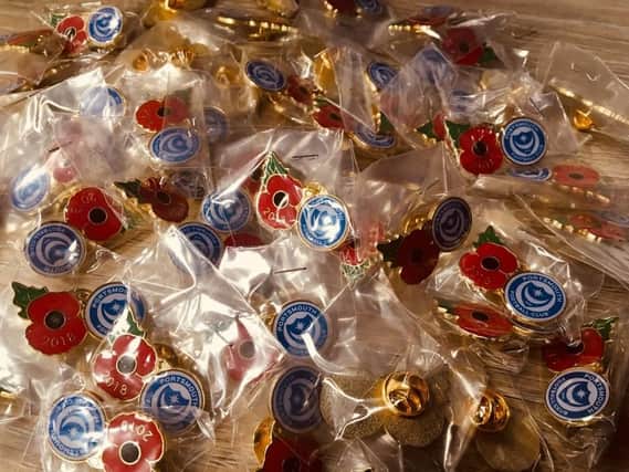 Only 1,000 of the Pompey poppy pins have been produced. Picture: Portsmouth FC/ Twitter