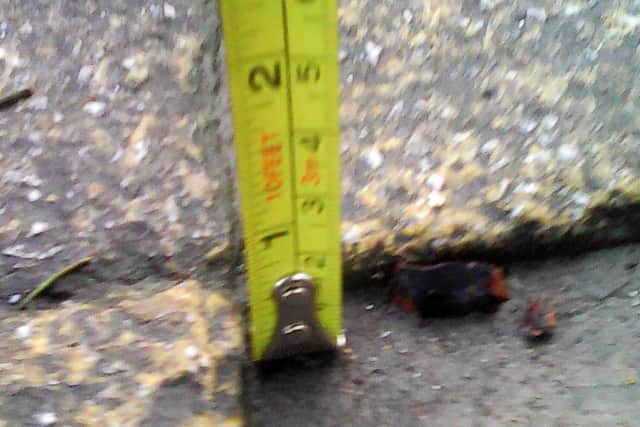 Susan said she had the dip measured and it was 21mm in depth - but was told by the council's insurers it was only 10mm