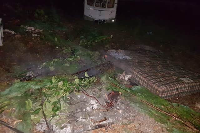 Firefighters attend a fire in King George Park, Denmead, which is believed to have been started deliberately. Picture: Waterlooville Fire Station