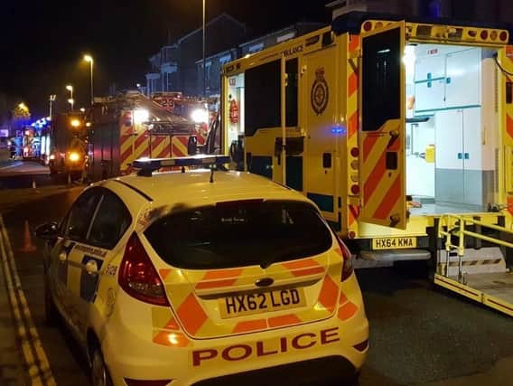 Emergency services at the scene last night. Picture: Portchester Fire Station/Twitter