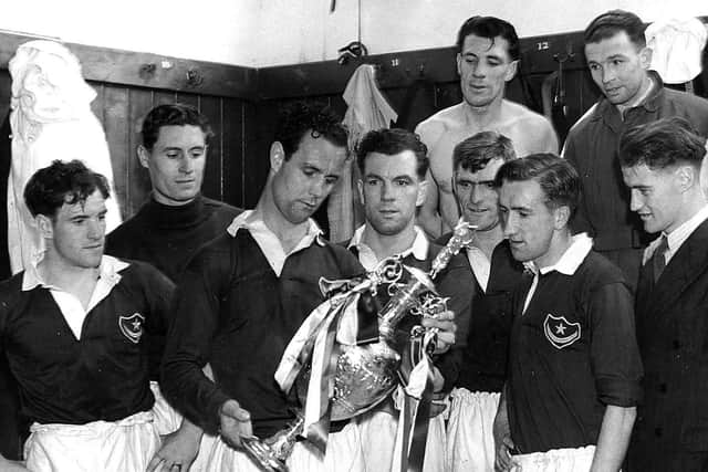 Pompey - Division One champions, 1949, with the trophy.