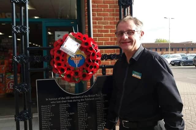 Fareham Poundland Manager who attached the wreath to the memorial arch