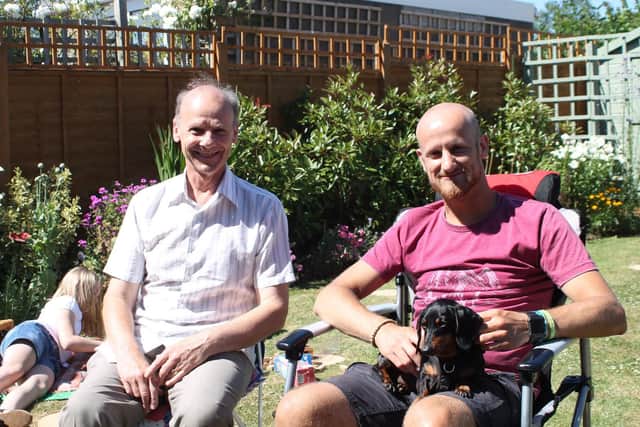 Clifford Mullins with his son Stephen at a family garden party