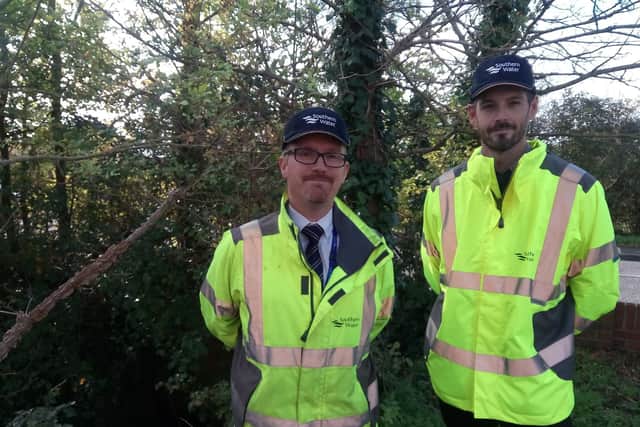 Southern Water operational manger, Daniel McElhinney (left), alongside the company's senior ecologist Ryan Oakley (right).
