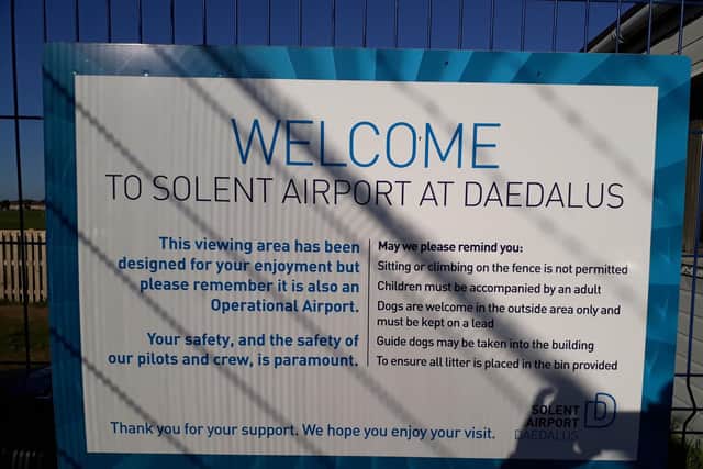 The sign at Solent Airport's viewing platform. Picture: Fareham Borough Council
