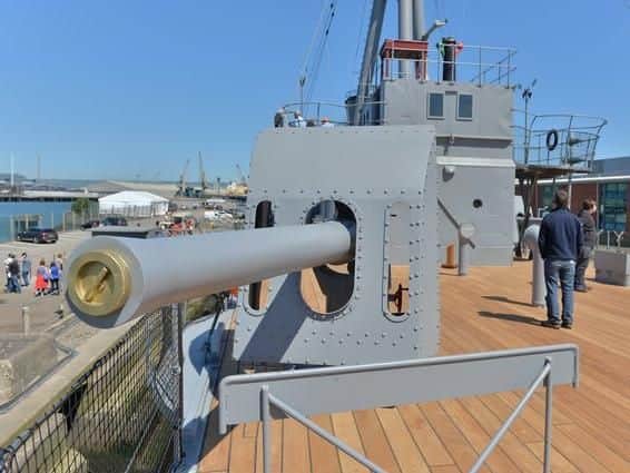 HMS Caroline gun turret. Picture: Aaron McCracken/Harrisons
