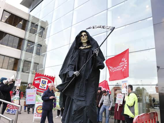 People protesting about Universal Tax credit outside 1000, Lakeside, Portsmouth, last year. Picture : Habibur Rahman