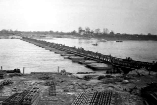 One of the 11 bridges constructed by Royal Engineers to cross the Rhine. This is one at Xanten.