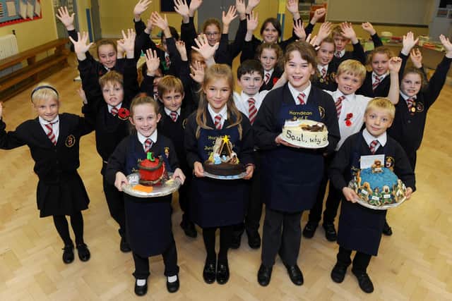 Front, left to right, Daisie Latter (9), Charlotte Laver (9), Emma Good (10) and Toby Baker (7). Picture: Sarah Standing (180818-9287)