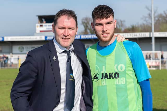 Former Pompey pair Lee Bradbury with his son Harvey have made Oxford United history. Picture: Vernon Nash