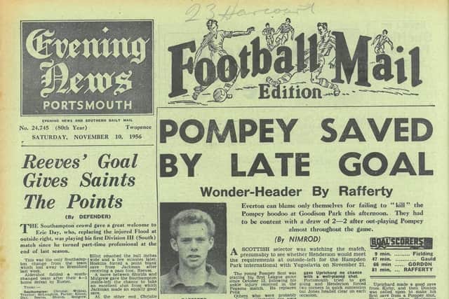 The front page of the Football Mail from Saturday, November 10, 1956
