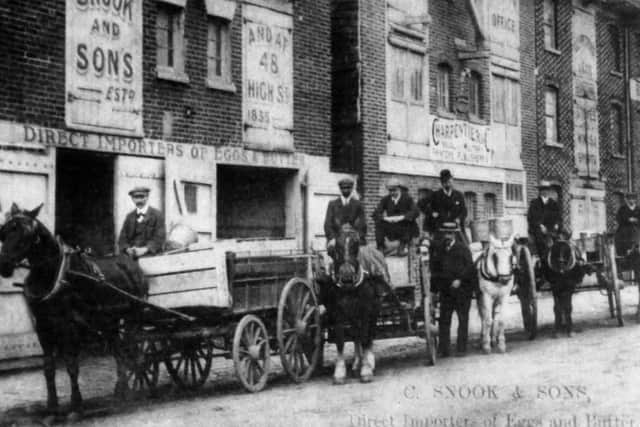 Snook and sons premises at the northern end of Oyster Street, Old Portsmouth. White Hart Road is behind the camera.