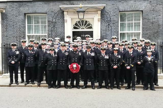 HMS Sultan submariners at No 10 Downing Street.
Picture: Chief Petty Officer Dawn Jennings