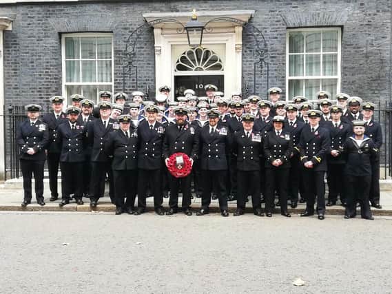 HMS Sultan submariners at No 10 Downing Street.
Picture: Chief Petty Officer Dawn Jennings
