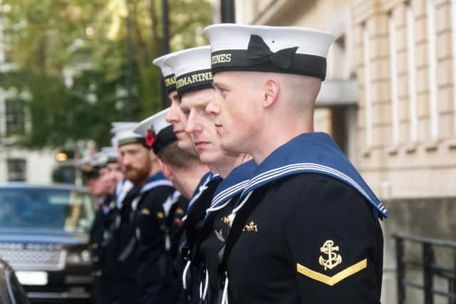 Junior Rates from HMS Sultan pause in remembrance of the fallen.

Picture: SLT Shabaka Kenyatta