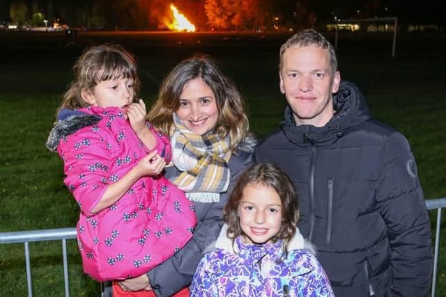 Sophia 5, Cristina Matty , Isabella 8 and Steve Matty enjoying the fireworks