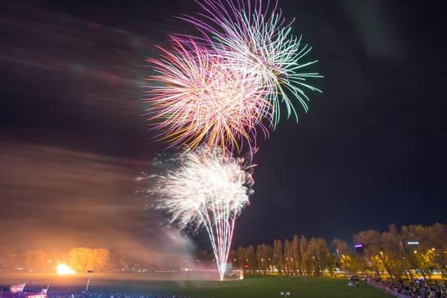 The large crowd watching the fireworks