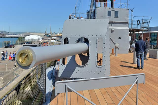 HMS Caroline's gun turret