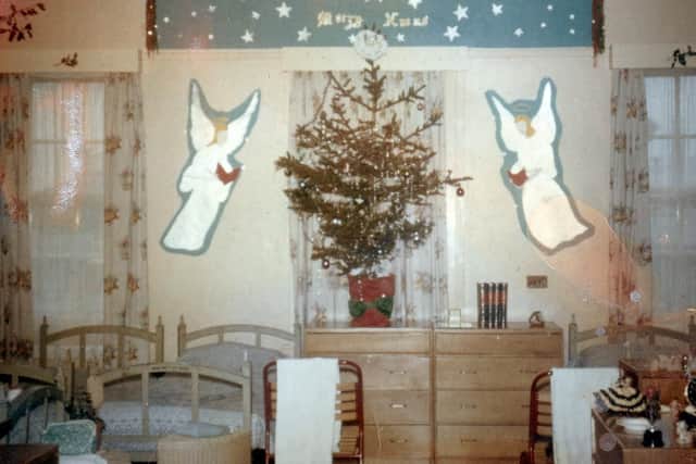 Christmas decorations up in the Blake Block of the Daedalus base in 1960. Provided by Eddie and Mollie Rees