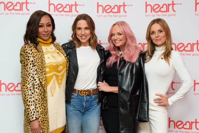 Spice Girls (left to right) Melanie Brown, Melanie Chisholm, Emma Bunton and Geri Horner. Picture: Matt Crossick/PA Wire
