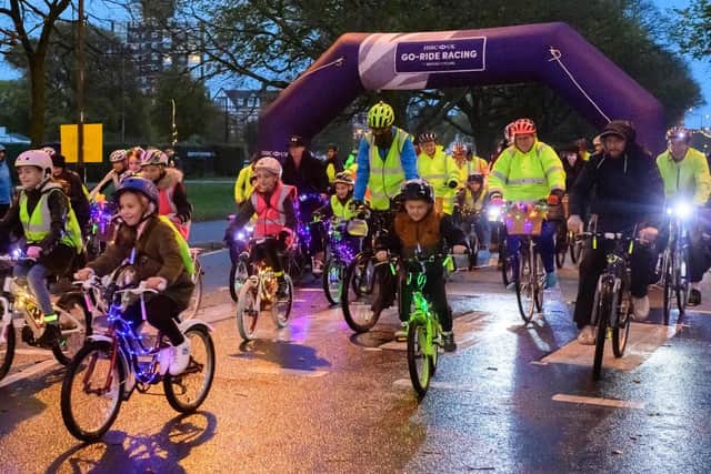 Riders at the Glow Ride set off.
Picture Credit: Keith Woodland