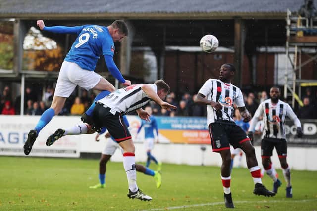 Oli Hawkins was joined on the pitch by Brett Pitman at Maidenhead. Picture: Joe Pepler