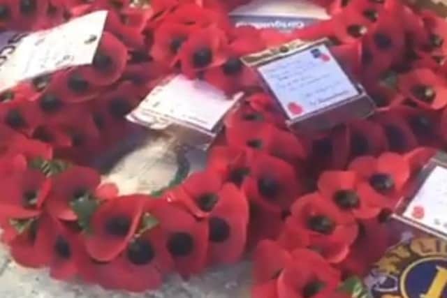 Poppies were laid in the village square in Stubbington, commemorating the centenary of Armistice Day. Picture: Chris Talbot
