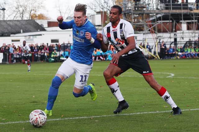 Ronan Curtis set up the opening goal for Pompey. Picture: Joe Pepler