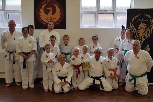 Students and instructors from PSKO Karate Havant all sported red poppies on their karate uniforms during the club's latest grading - on Remembrance Sunday.