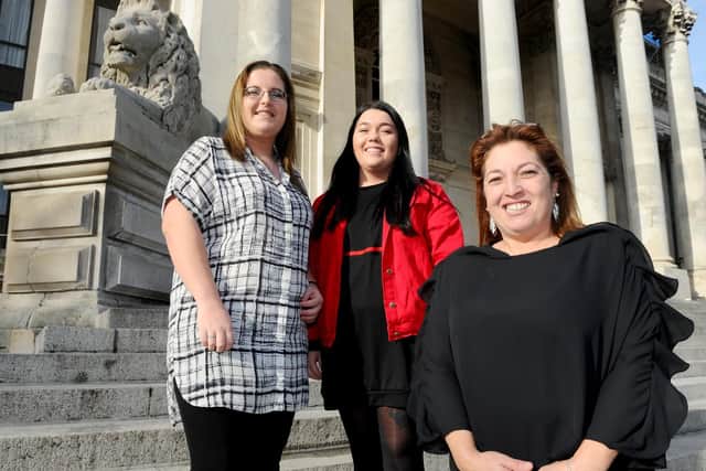 Pictured is: (right) Georgia Jones's mum Janine Milburn with her daughters (l-r) Charlotte Jones and Dannielle Jones.
Picture: Sarah Standing (180828-9978)