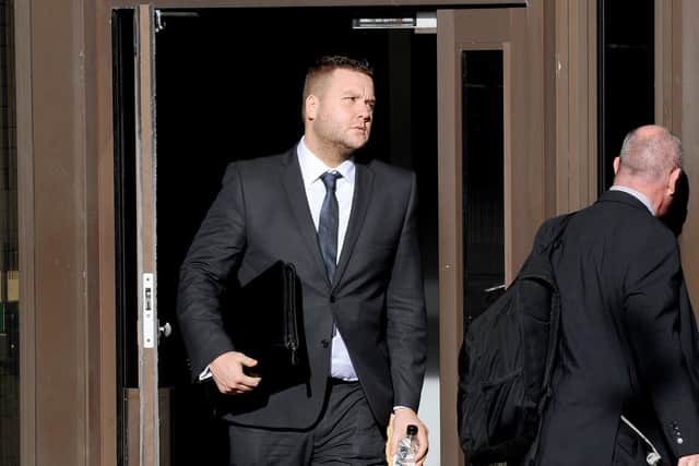 Mutiny Festival organiser Luke Betts leaves the inquest of Georgia Jones.
Picture: Sarah Standing (180828-8504)