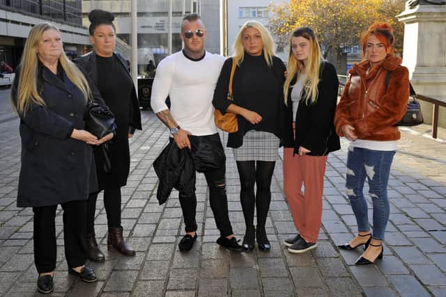 Tommy Cowan's family attended the inquest. Pictured from left to right: Shirley Dumbleton, Bianca Cowan, Kier Hoar, Brook Hoar, Jodie Brain and Claire Moore
Picture: Malcolm Wells (181114-7636)