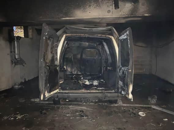 Van fire in underground car park. Picture: Hampshire Fire and Rescue
