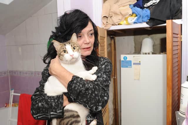 Tracey Webb with one of her 13 cats. Picture: Habibur Rahman