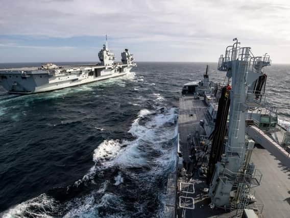 HMS Queen Elizabeth has been joined by two other navy vessels. Picture: HMS Queen Elizabeth/ Royal Navy