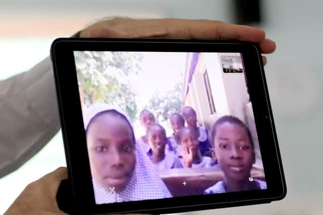 Girls from the primary school in Nigeria who took part in the video link with Portsmouth High School GDST.