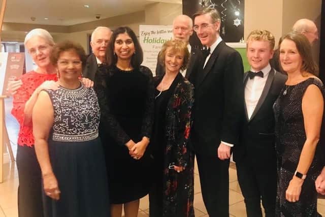 Suella Braverman at the annual Fareham Conservatives dinner with Jacob Rees Mogg and others