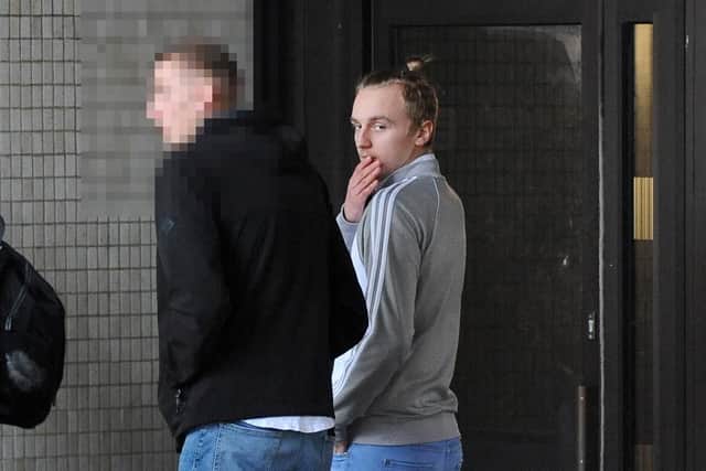 Josh Thorne, pictured right, gave evidence during the inquest into the death of Tommy Cowan at Mutiny Festival 
Picture: Sarah Standing (180828-8765)