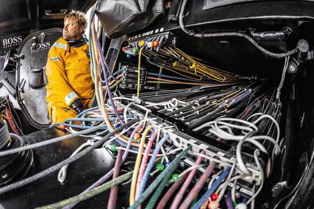 Alex Thomson onboard HUGO BOSS Picture: Alex Thomson Racing