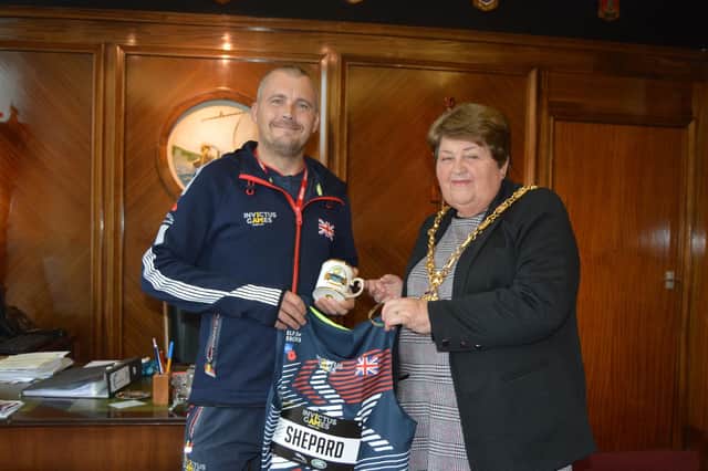 John Shephard from Gosport took part in the Invictus Games and was invited to see the Mayor of Gosport Diane Furlong
Picture: David George