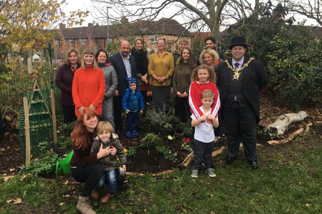 Parents, the manager of Little Bears Forest Preschool, the Lord Mayor of Portsmouth, Councillor Lee Mason and Councillor Steve Pitt Max and Lailabelle are pictured to the left of the Lord Mayor. Picture: Lauren Wise