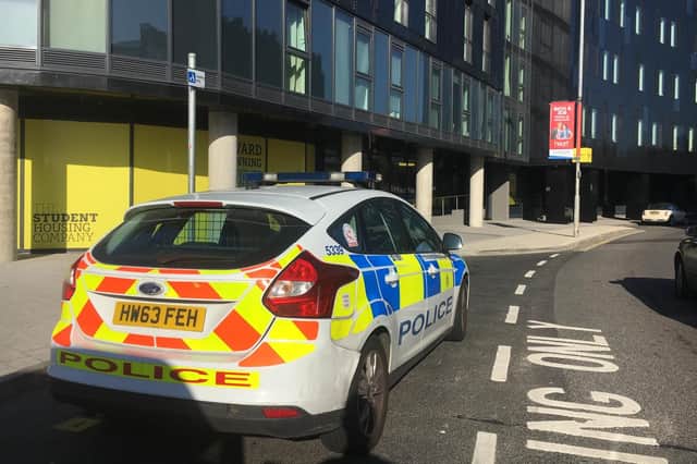 Police at Catherine House in Stanhope Road Portsmouth on April 20 the morning after a suspicious device was found in the building. Picture: Ben Fishwick