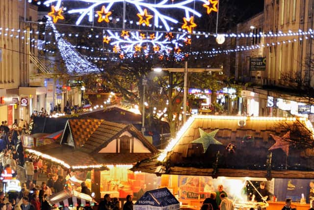 Commercial Road Christmas lights will be switched on this week. Picture: Michael Scaddan
