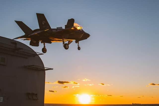Final F-35 taking off from HMS Queen Elizabeth. Picture: @HMSQnlz