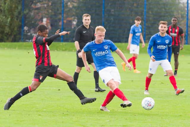 Pompey Academy midfielder James Whiting.
Picture: Duncan Shepherd