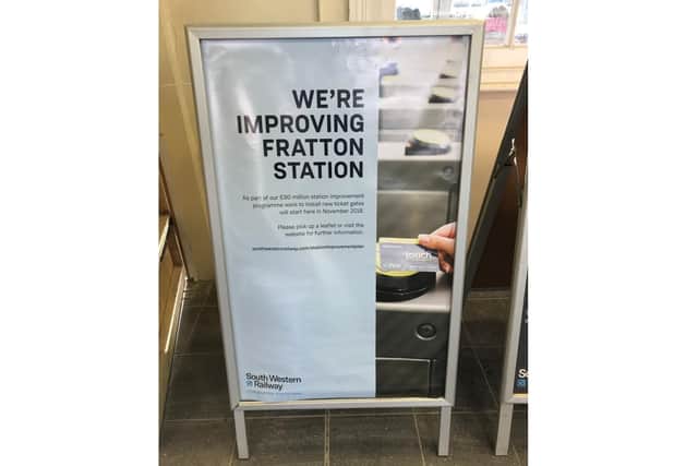 One of the notices which has gone up at Fratton station