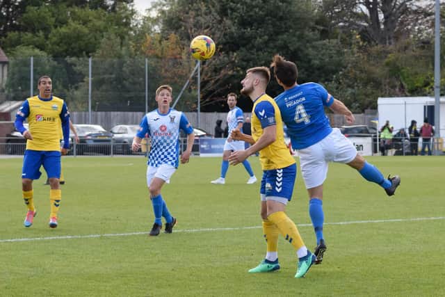 Tony Lee struck for ten-man Gosport in the defeat at Farnborough. Picture: Duncan Shepherd