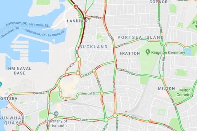 Traffic is building in Portsmouth this morning. Picture: Google Maps